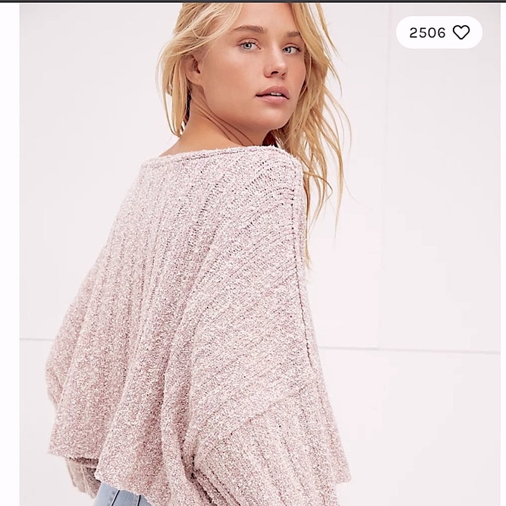 NWT Free People  Good Day Cropped Pullover Ribbed Mauve Sweater. Size XS